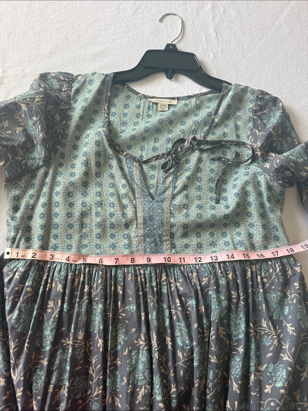 American Eagle Boho Tiered Long Sleeve Maxi Dress - Blue Floral - Picture 5 of 5